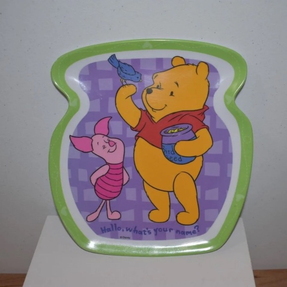 Winnie The Pooh  Zak child Plastic Plate Disney Hallo what's your name? Lot of 3 - Picture 3 of 7